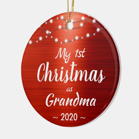 First Christmas Grandma String Lights Foto Keramisch Ornament (Links)