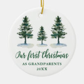 First Christmas Grandouders Pines PHOTO BACK Keramisch Ornament (Voorkant)