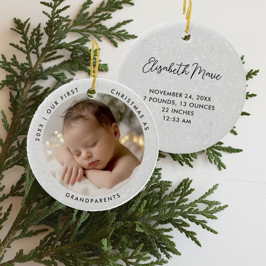 First Christmas Grandparents Modern Simple Photo Keramisch Ornament