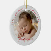 First Christmas Grandparents Red Script Photo Keramisch Ornament (Rechts)