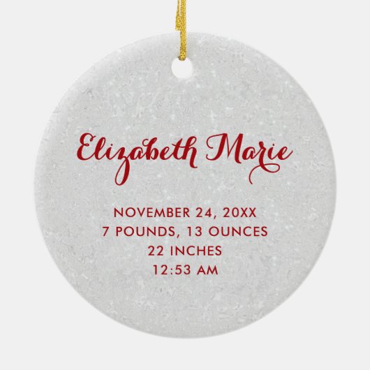 First Christmas Grandparents Red Script Photo Keramisch Ornament (Achterkant)