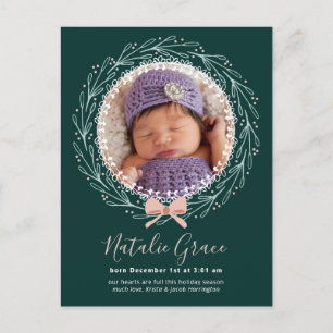 First Christmas Holiday Birth Announcement Briefkaart