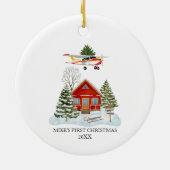 First Christmas Home Cessna Airplane Tree Travel Keramisch Ornament (Achterkant)