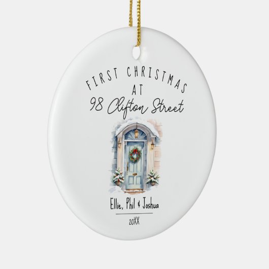 first Christmas in New Home Christmas watercolour Keramisch Ornament (Rechts)