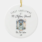 first Christmas in New Home Christmas watercolour Keramisch Ornament (Voorkant)