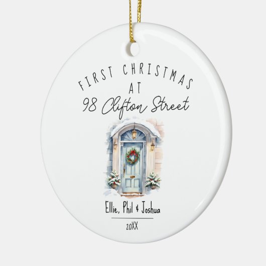 first Christmas in New Home Christmas watercolour Keramisch Ornament (Links)