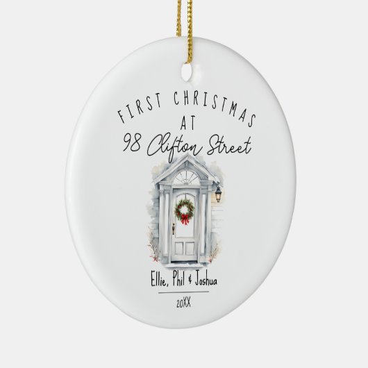 first Christmas in New Home Christmas watercolour Keramisch Ornament (Rechts)