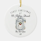 first Christmas in New Home Christmas watercolour Keramisch Ornament (Voorkant)