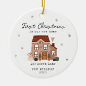 First Christmas In Our New Home Custom Address Keramisch Ornament (Voorkant)