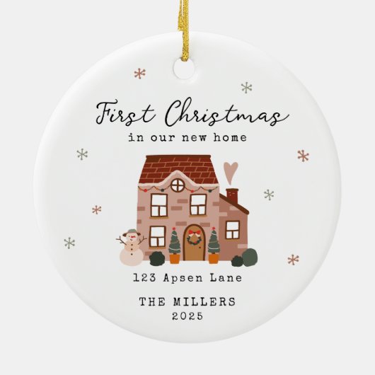 First Christmas In Our New Home Custom Address Keramisch Ornament (Achterkant)