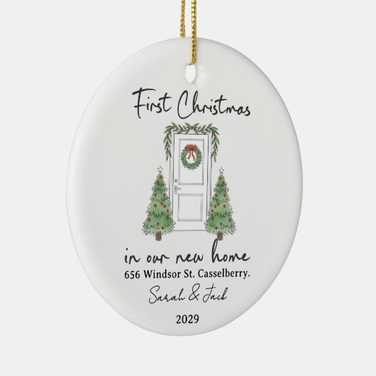 First Christmas in Our New Home Custom Keramisch Ornament (Rechts)