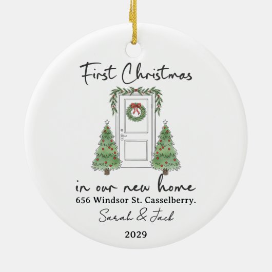 First Christmas in Our New Home Custom Keramisch Ornament (Achterkant)