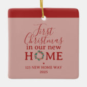First Christmas In Our New Home Family Photo Keramisch Ornament (Voorkant)