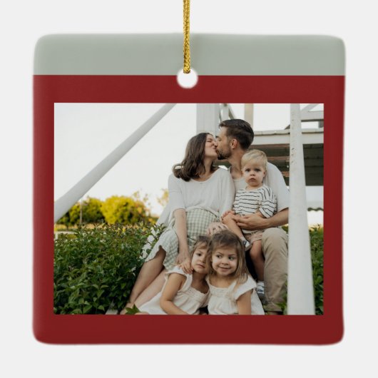 First Christmas In Our New Home Family Photo Keramisch Ornament (Achterkant)