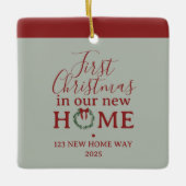 First Christmas In Our New Home Family Photo Keramisch Ornament (Voorkant)