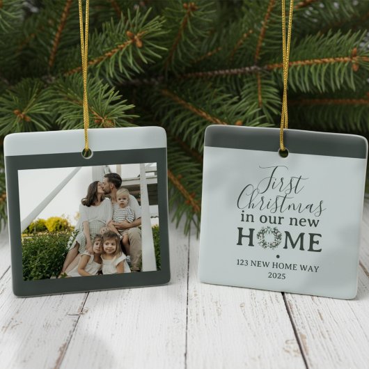 First Christmas In Our New Home Family Photo Keramisch Ornament
