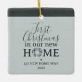 First Christmas In Our New Home Family Photo Keramisch Ornament (Voorkant)