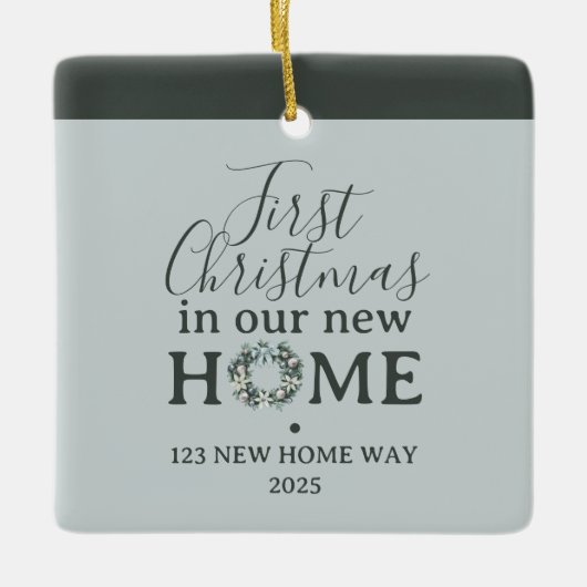 First Christmas In Our New Home Family Photo Keramisch Ornament (Voorkant)