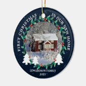 First Christmas in our new Home house photo Keramisch Ornament (Links)