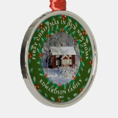 First Christmas in our new Home house photo Metalen Ornament (Rechts)