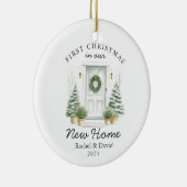 First Christmas in Our New Home - Red Door Keramisch Ornament (Rechts)