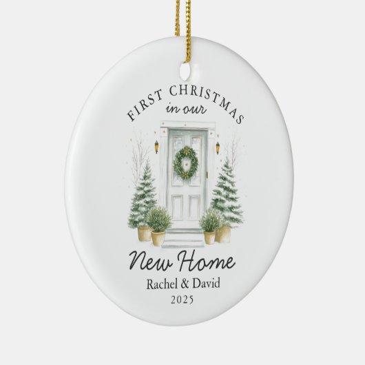 First Christmas in Our New Home - Red Door Keramisch Ornament (Rechts)