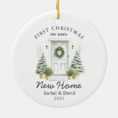 First Christmas in Our New Home - Red Door Keramisch Ornament (Achterkant)