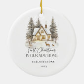 First Christmas in Our New Home Winter View Keramisch Ornament (Achterkant)