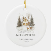 First Christmas in Our New Home Winter View Keramisch Ornament (Achterkant)