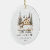 First Christmas in Our New Home Winter View Keramisch Ornament (Rechts)