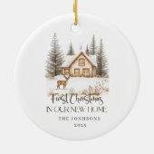 First Christmas in Our New Home Winter View Keramisch Ornament (Achterkant)