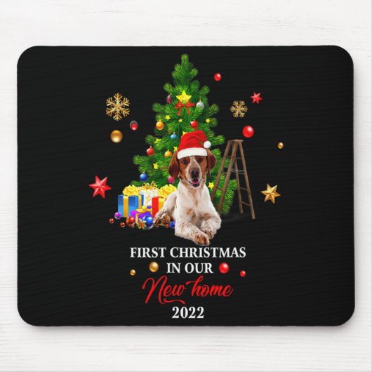 First Christmas In Our New Home Xmas Beagle Dog T Muismat (Voorkant)