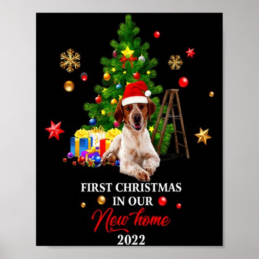 First Christmas In Our New Home Xmas Beagle Dog T  Poster (Voorkant)