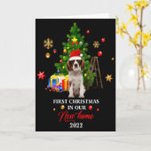 First Christmas In Our New Home Xmas For Spaniel T Kaart (Gele Bloem)