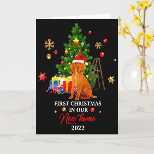 First Christmas In Our New Home Xmas Gift For Vizs Kaart (Gele Bloem)