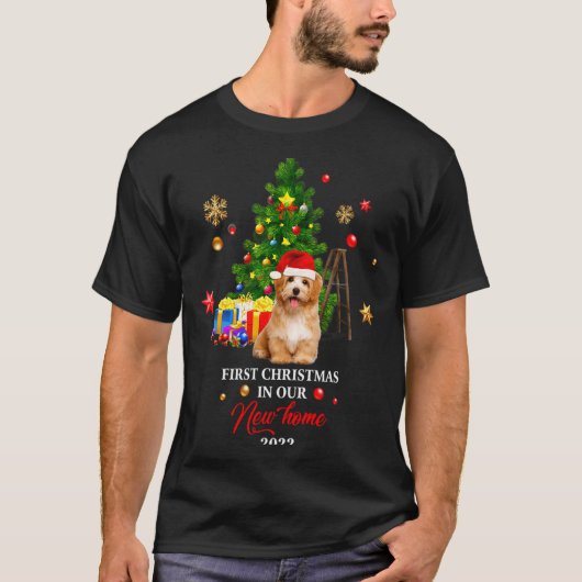 First Christmas In Our New Home Xmas Maltese Dog T T-shirt (Voorkant)