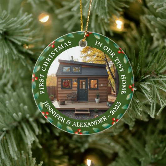 First Christmas in our Tiny Home house photo Keramisch Ornament (Boom)