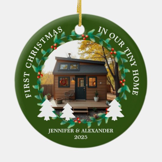 First Christmas in our Tiny Home photo Keramisch Ornament (Achterkant)