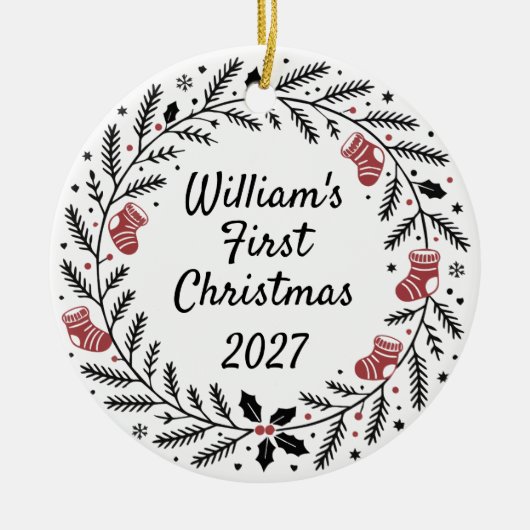  First Christmas Keepsake Keramisch Ornament (Voorkant)