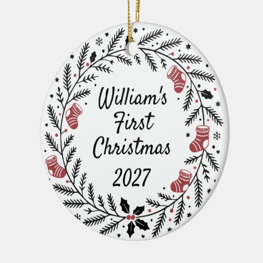  First Christmas Keepsake Keramisch Ornament (Links)