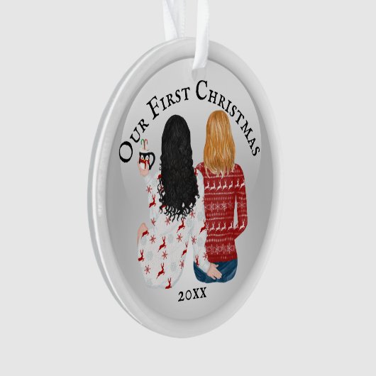 First Christmas lesbian koppel PHOTO romantic Ornament (voorkant)