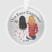 First Christmas lesbian koppel PHOTO romantic Ornament (voorkant)