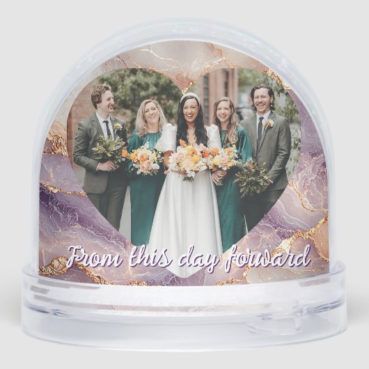 First Christmas Marble Wedding Gift Snow Globe Sneeuwbol (Achterkant)