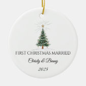 First Christmas Married 2025 Personalized Ornament (Voorkant)