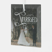 First Christmas Married Mr & Mrs Couples Photo  Glas Ornament (Voorkant links)