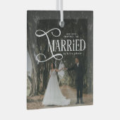 First Christmas Married Mr & Mrs Couples Photo  Glas Ornament (Voorkant Rechts)