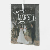 First Christmas Married Mr & Mrs Couples Photo  Glas Ornament (Voorkant links)