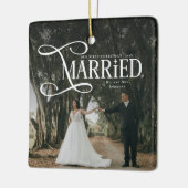 First Christmas Married Mr & Mrs Couples Photo Keramisch Ornament (Links)
