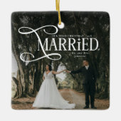 First Christmas Married Mr & Mrs Couples Photo Keramisch Ornament (Voorkant)