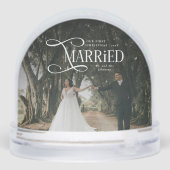 First Christmas Married Mr & Mrs Couples Photo  Sneeuwbol (Achterkant)